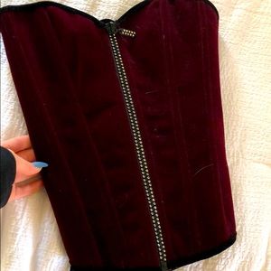Maroon velvet corset